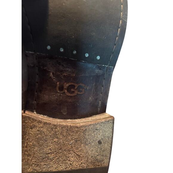 UGG Boot Brown Leather Quilted Mid High Conner Fawn Australia side zip sizs 9 - Picture 11 of 14